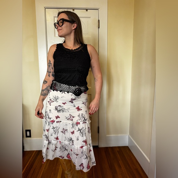 Vintage Dresses & Skirts - Y2K Vintage Rampage Tiered Butterfly Prairie Skirt Sz SM